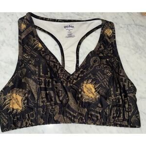 Harry Potter Womens Sports Bra Small XXL Marauders Map Graphic Print Racerback